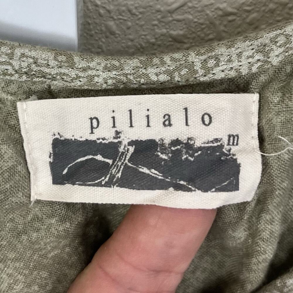 Kealopiko Pilialo Snake Print Linen Tunic Dress Medium Made in USA Sage - Picture 4 of 5